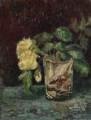 1886 - 玻璃杯中黄花 - 黄花朵于玻璃杯中 