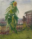 1916 - 向日葵与人物 - 田园生机花草之景 