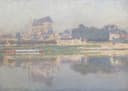 乡村与田园风光画 - 未知名乡村风景画作 - 河畔乡村景致朦胧美好 
