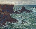 海景画 - 无名海景画作 - 海浪拍击礁石的景致 