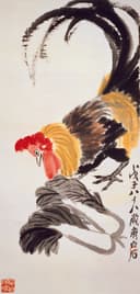 花鸟画 - 公鸡图 - 雄鸡姿态生动显神韵 