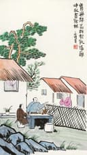 生活场景题材 - 与邻对饮 - 邻里对饮享闲适时光 
