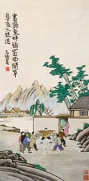 生活场景题材 - 画里东邻缘窗戏草 - 描绘邻里孩童嬉戏场景 