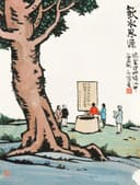 生活场景题材 - 饮水思源 - 众人围绕井与碑场景 