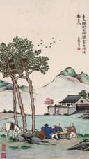 生活场景题材 - 主人醉倒劝客持杯 - 描绘主客饮酒闲适场景 