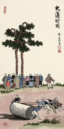 生活场景题材 - 大道将成 - 众人协力运物场景描绘 