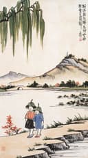 儿童题材 - 折得荷花浑忘却 - 孩童持荷漫步山水间 