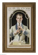 广告插画创作主题 - Arrow领衬衫广告 - 展示男士整理领带形象 