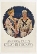 广告插画创作主题 - America Calls Enlist in the Navy - 号召入伍的美国征兵海报 