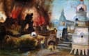 地狱天堂描绘主题 - 未知名画作 - 展现地狱景象与奇异建筑 