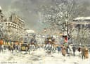 社会风俗场景主题 - 雪中街道景象 - 描绘雪中街道生活场景 