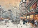 社会风俗场景主题 - 冬日街景 - 描绘冬日热闹街道景象 