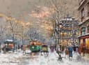 社会风俗场景主题 - 冬日街景 - 雪天街头的热闹景象 