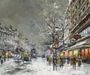 社会风俗场景主题 - 雪中街景 - 描绘雪中热闹街道景象 