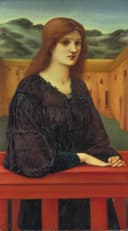 女性形象塑造主题 - 弗雷德里克·桑迪斯的画作 - 红衣女子静倚神情悠然 