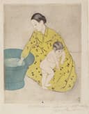 母子亲情表达主题 - 洗澡 - 母亲呵护婴儿温馨画面 