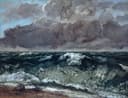 自然风景描绘主题 - 波涛云海海景图 - 展现汹涌海浪与厚重云层 
