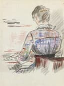 人物肖像塑造主题 - 背影女子水彩画 - 女子背影水彩笔触呈现 
