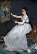 人物肖像塑造主题 - 无名女画家 - 描绘作画中优雅女子 