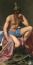 人物形象塑造主题 - 戴头盔的男子 - 展现裸身男子的沉思姿态 