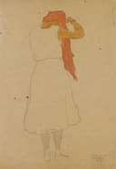 其他 - 佚名作品 - 背影女子整理红发形象 