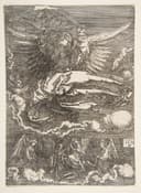 宗教故事诠释主题 - 天使形象版画作品 - 展现天使云端神圣姿态 