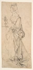 其他 - 佚名女性人物素描 - 描绘女性持物优雅姿态 