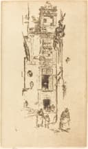 画面形式美感主题 - 未知名建筑素描 - 简洁线条勾勒建筑与人 