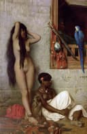 东方风情展现主题 - 未知名画作 - 描绘东方裸女与黑人场景 