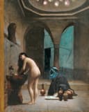 东方风情展现主题 - 未知名画作 - 描绘东方浴室裸女场景 