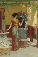 人物主题 - 未知作品 - 古典装扮女子手持鲜花 