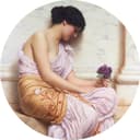 人物主题 - 持花女子 - 女子持花静倚大理石 