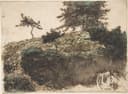 其他 - 无名画作 - 描绘山坡树木景致 