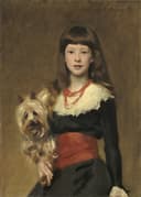 人物肖像神韵主题 - 未知画作 - 少女抱犬展优雅神韵 