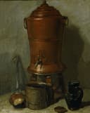 静物写实描绘主题 - 茶炊静物 - 写实呈现茶炊及周边器物 