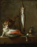 静物写实描绘主题 - 猫与鱼的静物画面 - 展现猫和鱼等静物场景 