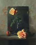 其他 - 静物花卉苹果画作 - 瓶花苹果的静谧组合 