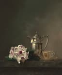 其他 - 静物画作 - 银壶鲜花杯碟的组合 