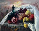 其他 - 静物油画 - 水果酒瓶构成静物画面 