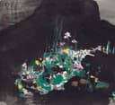 线条色彩交织主题 - 野草闲花 - 墨色与彩点交织绘野趣 