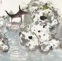传统与现代融合主题 - 未知名画作 - 传统亭景融现代水墨 