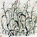 线条色彩交织主题 - 烂漫山花 - 墨线彩点绘烂漫山花 