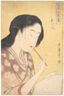 美人姿态神情主题 - 北国五邑墨 - 着和服女子持笔姿态雅 