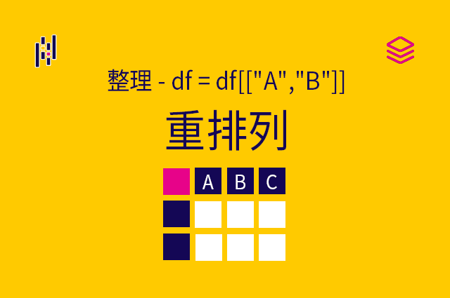 整理 - df = df[["A","B"]] - 重排列