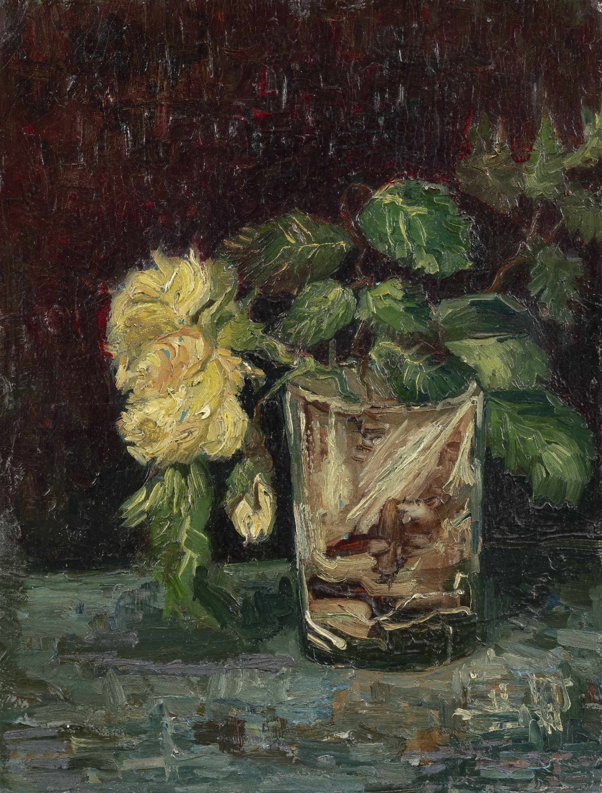 1886 - 玻璃杯中黄花 - 黄花朵于玻璃杯中 