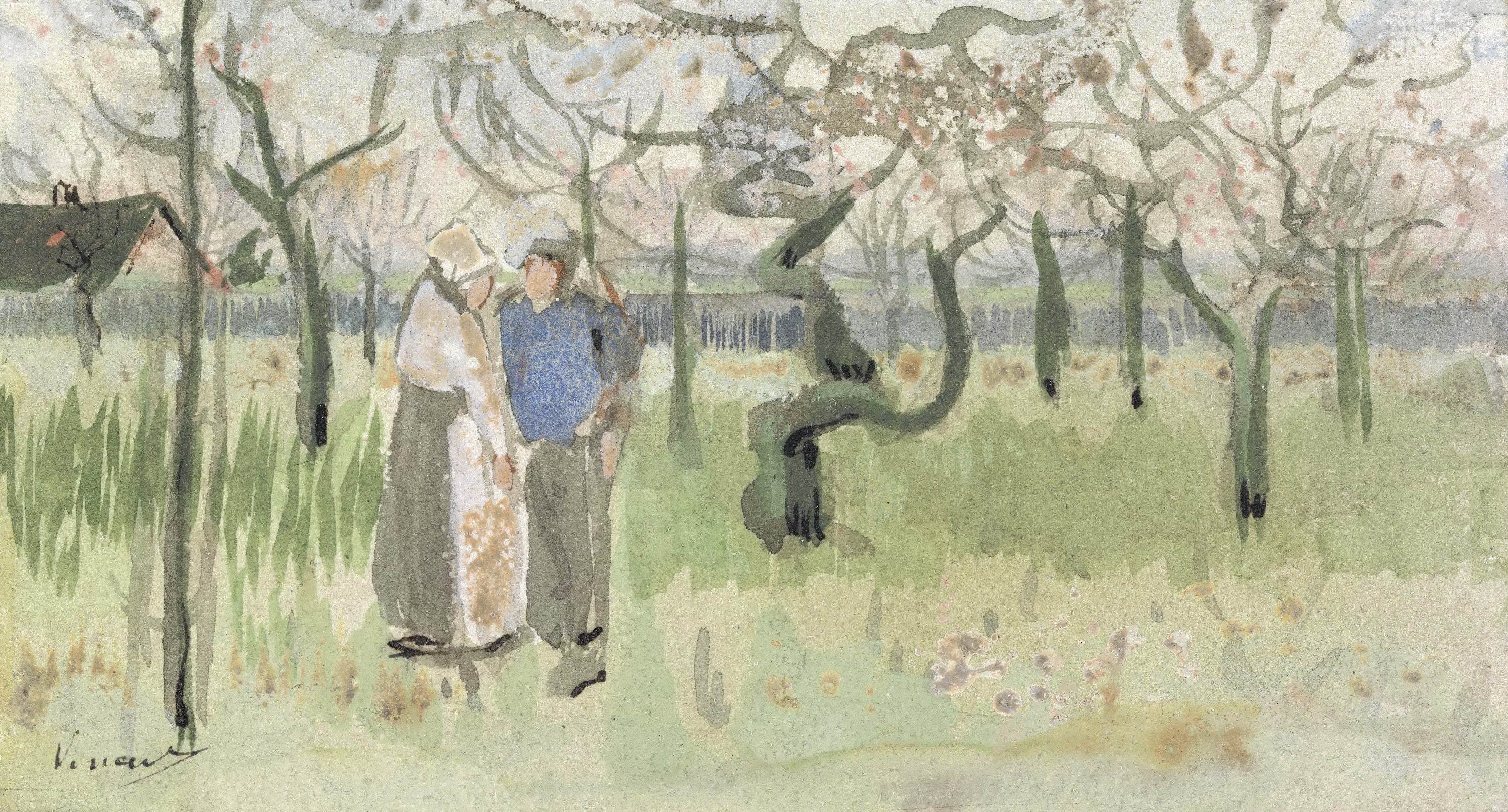 1888 - 开花果园 - 果园中的亲密场景 