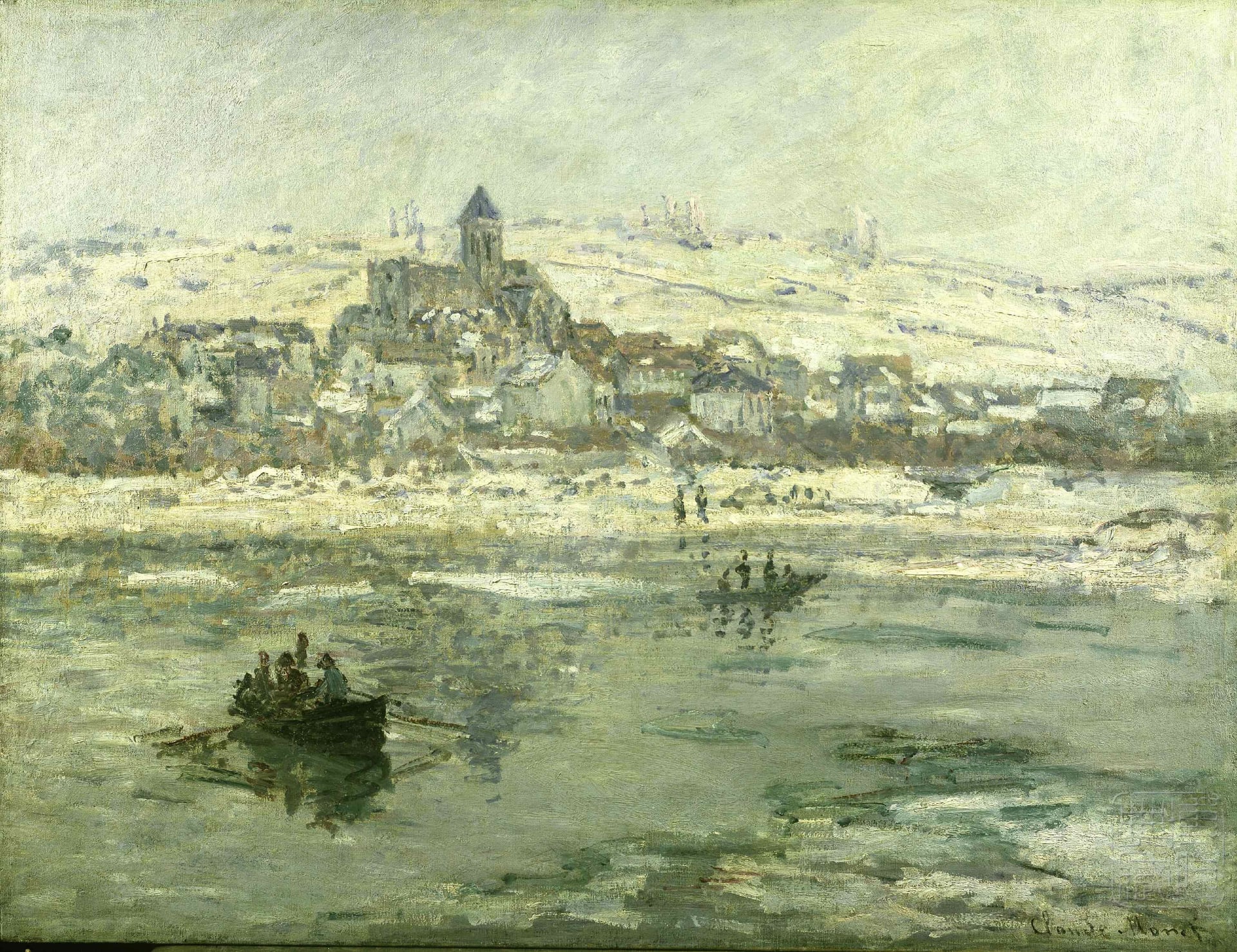 海景画 - 未知名海景画作 - 描绘海面船只与岸边景 