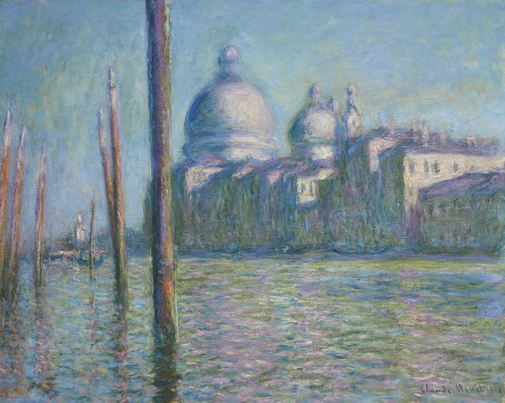 海景画 - 威尼斯大运河景色 - 展现运河边的建筑风光 