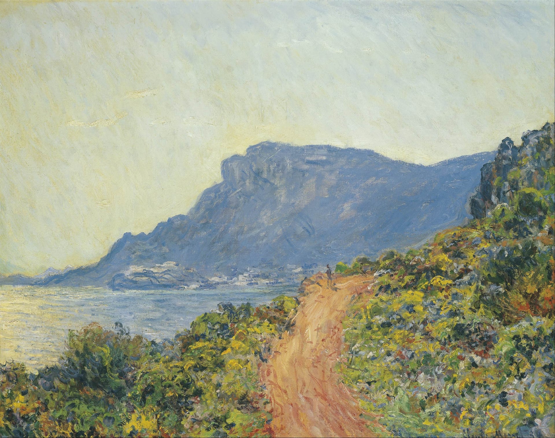 海景画 - 未知 - 山间土路伴海的景致 