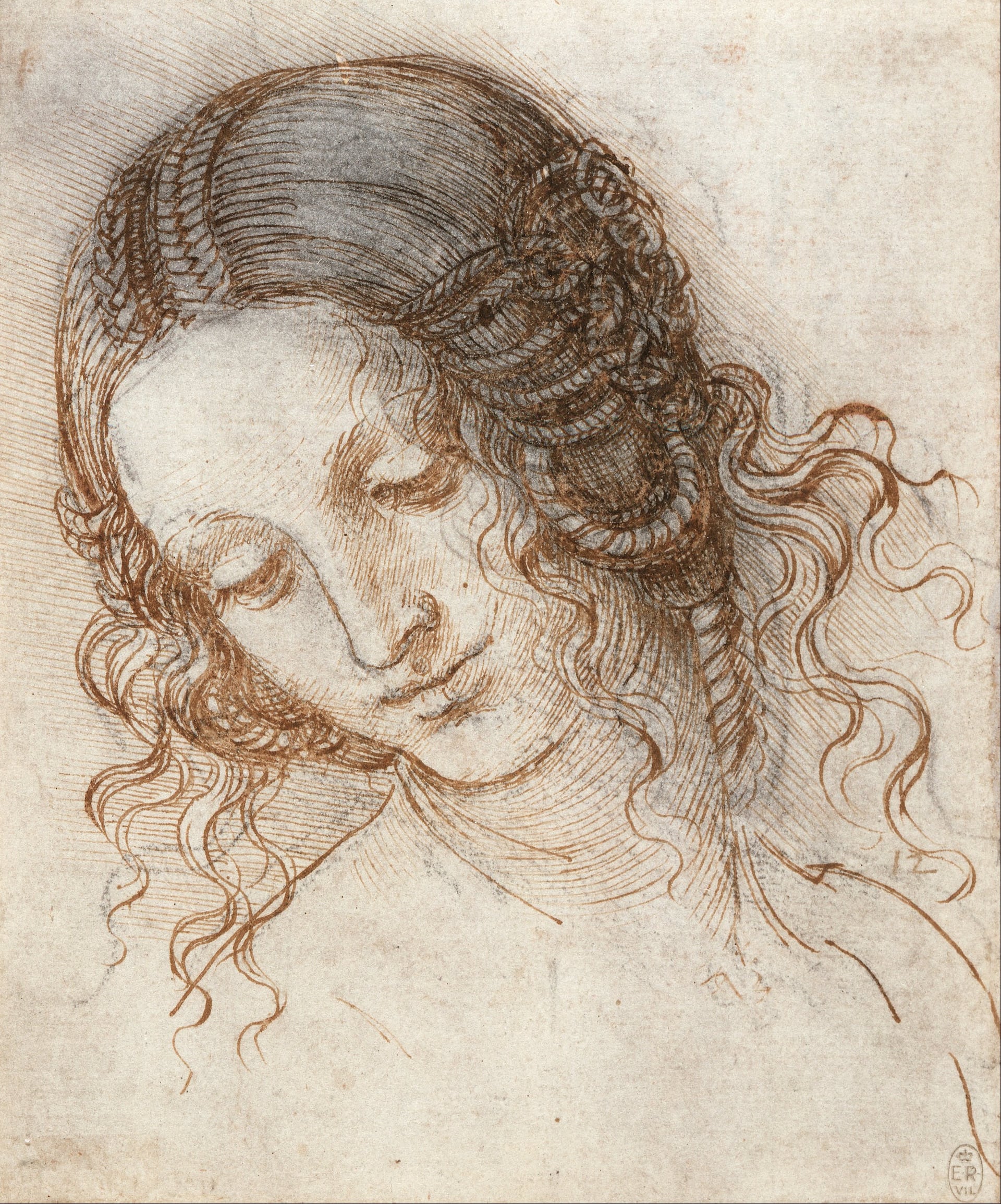 人物肖像 - 女子头部素描 - 细腻描绘女子头部姿态 